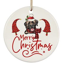 hdhshop24 Merry Christmas English Mastiff Dog Circle Ornament Gift Pine ... - £15.53 GBP
