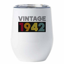 Vintage 1942 Tumbler 80 Years Old 80th Birthday Color Retro Wine Cup 12oz Gift - £18.16 GBP
