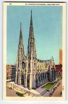St. Patrick&#39;s Cathedral Building New York City Postcard Linen Curt Teich NYC - £5.95 GBP