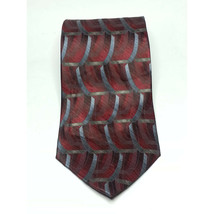 Stafford Men Dress Red Blue Print Silk Tie 3.75&quot; wide 58&quot; long Made in USA - £11.45 GBP