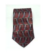 Stafford Men Dress Red Blue Print Silk Tie 3.75&quot; wide 58&quot; long Made in USA - £11.55 GBP