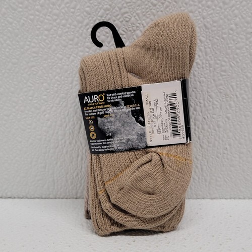 Auro Gold Toe Tan Khaki Boys Dress Crew Socks 2 Pair Size Small 3-8 Item image 4