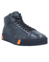 Santoni Men&#39;s Italy Black Leather Shoes Boots Size US 12 - $587.77
