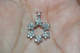 14K White Gold 0.72ct Snowflake Design Diamond Cluster Flower Pendant Necklace - £460.24 GBP