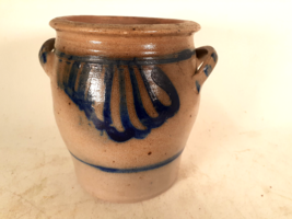 Salt Glazed Stoneware Crock, Cobalt Decorated, Great Size for Kitchen Ut... - £55.77 GBP