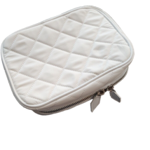 Trish McEvoy Travel Makeup Cosmetic Bag Quilted White Diamond Full Zip-Around - £22.27 GBP