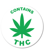 &quot;Contains THC&quot; 0.75 Circle, Green on White Labels, Roll of 500 Stickers - $368.19 MXN