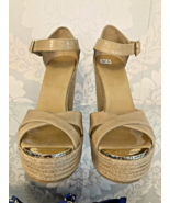 Jimmy Choo Beige Vernice Pelle Corda Zeppe Misura 37.5 - $390.06