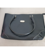 BOB MACKIE Tote Large 20 X 13 Zip Faux Crocodile Leather Black Travel Ba... - $24.00