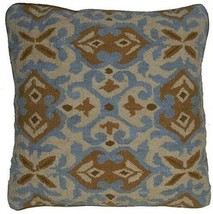 Throw Pillow Aubusson Medallion 22x22 Cream Taupe Beige Down Feather Insert - £363.74 GBP