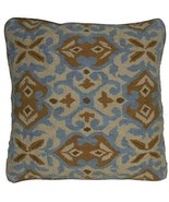 Throw Pillow Aubusson Medallion 22x22 Cream Taupe Beige Down Feather Insert - £360.93 GBP
