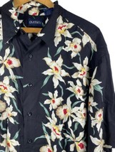 Hawaiian Shirt Size Large Mens Black Floral Button Down Tropical Cruise Y2K - $35.35