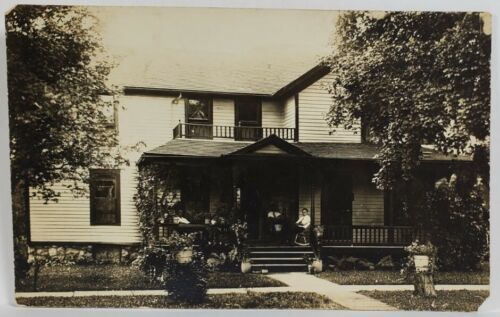 Primary image for Rppc Lovely Home Young Men on Porch c1910 Postcard R6