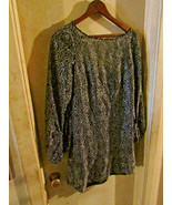 LAUNDRY by SHELLI SEGAL Size 4 Top BLACK SILVER METALLIC LS LACE BACK $2... - £31.46 GBP