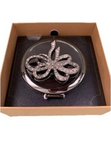 Monet Gunmetal Black Rhinestone Compact Double Mirror w/Box 2.75&quot; Jewelry - £15.00 GBP