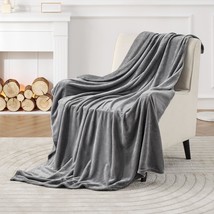 Grey 50X60-Inch Bedsure Fleece Throw Blanket For Couch - Lightweight Plush Fuzzy - £23.55 GBP