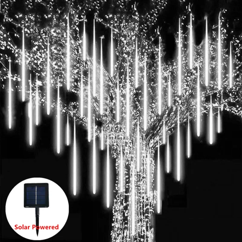 Solar Meteor Shower Light Holiday Atmosphere String Lights Outdoor Holiday Tree  - £158.32 GBP