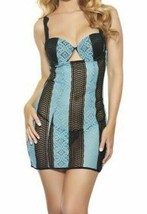 Popsi Lingerie Black &amp; Blue Babydoll with panty &amp; fisnnets Size Small St... - $17.77