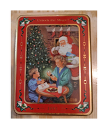 Nabisco Oreo Christmas Cookie Tin 1993 "Unlock The Magic" Santa Mommy & Son - $8.86