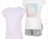 Adidas Three (3) Pc Shorts &amp; Shirt Set ~ Girl&#39;s Size 4T ~ Purple ~ Gray ... - $26.18