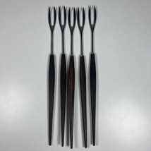 Vintage Fondue Fork Set 5 Dark Wood Handles Made in Japan Unbranded 10.5” - £6.32 GBP