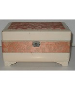 Vintage Wooden Distressed Painted with Fabric Musical Jewelry Box with K... - $166.94 MXN