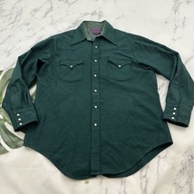 Ponderosa Bardon Mens Vintage Wool Blend Western Shirt Size L Green Pearl Snap - £22.66 GBP