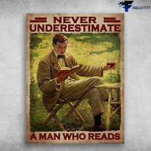 Book And Wine Book Lover Drinking Man Never Underestimate A Man Who Reads - £12.78 GBP