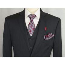 Men Suit ADOLFO 3Pc 100% Soft Wool Vested Business Formal 2 Button 1608 Charcoal image 7