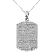 10k White Gold The Lord Our Father Prayer Pendant Necklace 16&quot;, 18&quot;, 20&quot;, 22&quot; - £210.93 GBP+