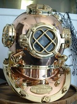 U.S Navy Copper Finish Brass Diving Divers Helmet Solid Heavy Model Mark V 18&quot; - £198.83 GBP