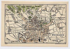 1933 Vintage City Map Of Wiesbaden / Hesse Hessen / Germany - $26.01