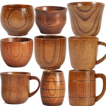 Cups Handmade Natural Wood Cups Tea Coffee Milk Water Cups Drinkware for Kitchen - £34.57 GBP