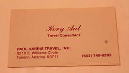 Kory Aul Travel Consultant Vintage Business Card Tucson Arizona bc5 - £3.14 GBP