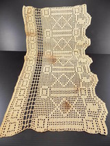 Vintage Handmade Crochet Table Runner 20&quot; X 10&quot; Interlocked Geometric Pattern - £4.96 GBP