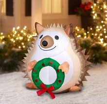 3 Ft Airblown Hedgehog LED Lighted Christmas Inflatable Outdoor Home Decorations - £25.51 GBP