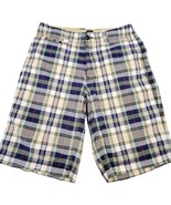 Gap Plaid Bermuda Shorts Mens 28 Blue White Tan Classic Cotton Preppy Fl... - £3.59 GBP