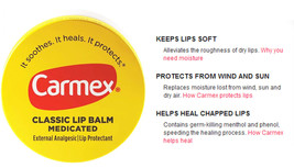 CARMEX Classic Lip Balm Medicated Analgesic Protect Soothe .25 oz Plastic Jar - $16.94