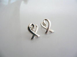 Tiffany &amp; Co Silver Loving Heart Earrings Studs Picasso Gift Statement Classic - £194.35 GBP