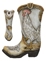 Rustic Country Rooster With Floral Blossoms Spring Time Cowboy Boot Mone... - £20.45 GBP