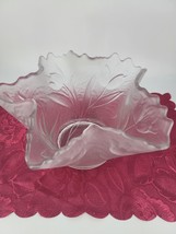 Frosted Glass Fruit Bowl 6 1/2&quot;H 11&quot; Widest 5&quot; Base Asymmetrical Tulip Pattern - £21.01 GBP