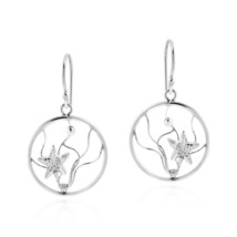 Underwater Elegance Starfish in Waves Sterling Silver Dangle Earrings - £14.19 GBP