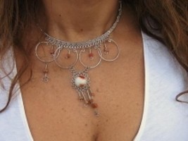 Alpaca silver necklace, jewelry with a river stone  - $16.50