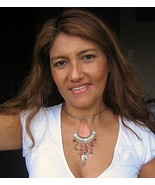 Alpaca silver necklace, jewelry with a river stone - $21.00