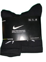 Nike Everyday Cushion Crew Socks Large Us size Men 9 Woman’s - Pack of 6 (Black) - $29.58