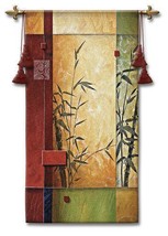 26x53 Garden Dance I Bamboo Asian Tapestry Wall Hanging - £86.37 GBP