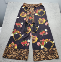 Venus Pants Womens Medium Multi Floral Animal Print Tassel Tie Waisted Wide Leg - £16.35 GBP