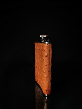 Brizard and Co Flask Genuine Ostrich Tan   8 oz  Made in USA image 6