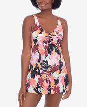 MSRP $109 Swim Solutions Printed Tummy-Control Swimdress Size 10 - £51.52 GBP