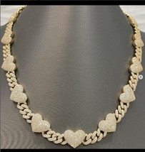 Unisex 45 Ct Round Cut Simulated Diamond Tennis Necklace 925 Sliver Gold Plated - $722.49